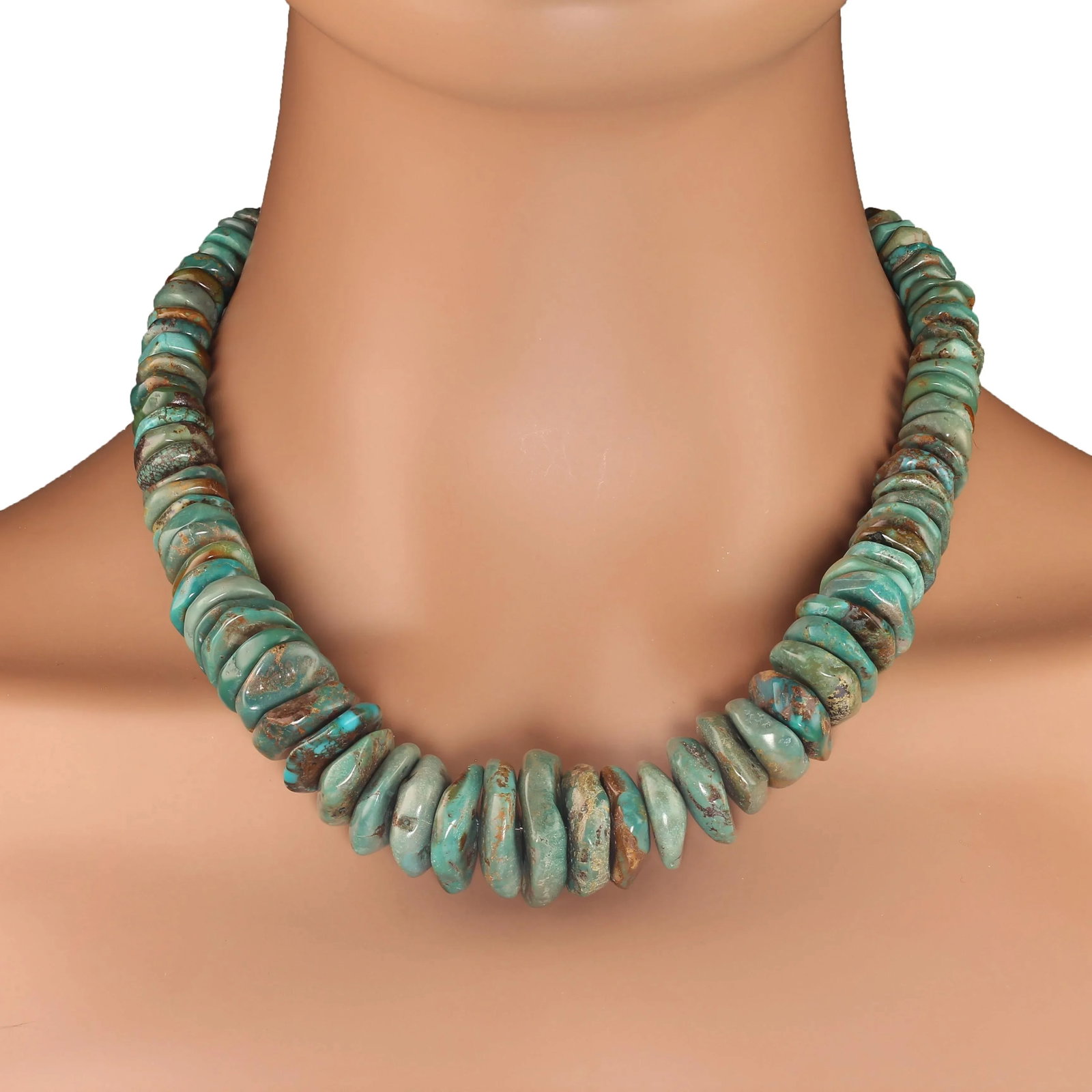 Graduated Green Turquoise Matrix Necklace - 5
