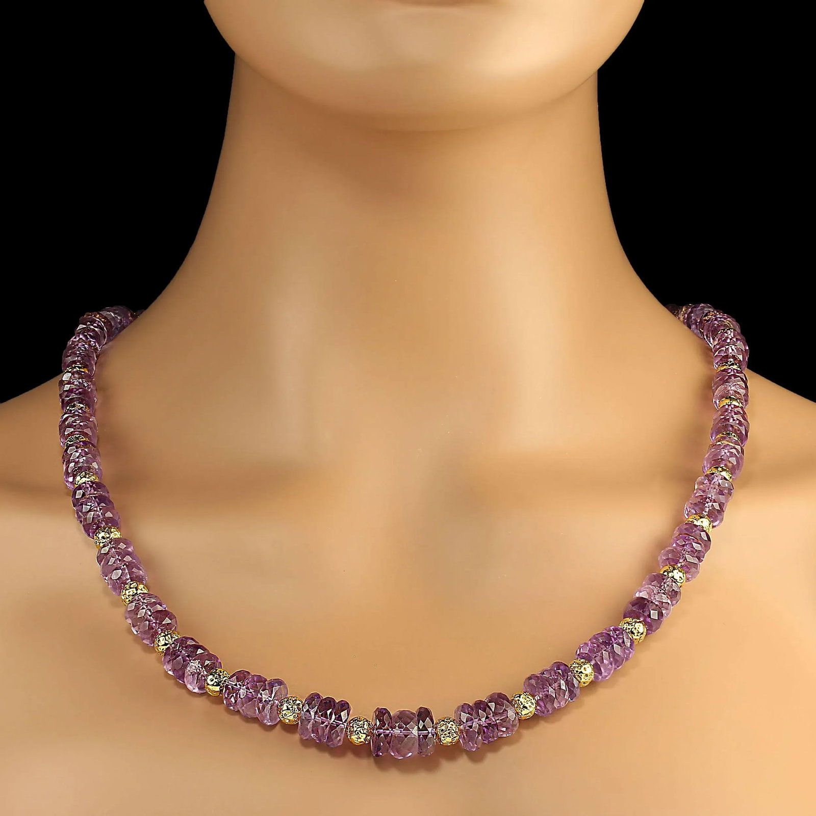 Lilac Amethyst & Lava Rock Necklace - 2