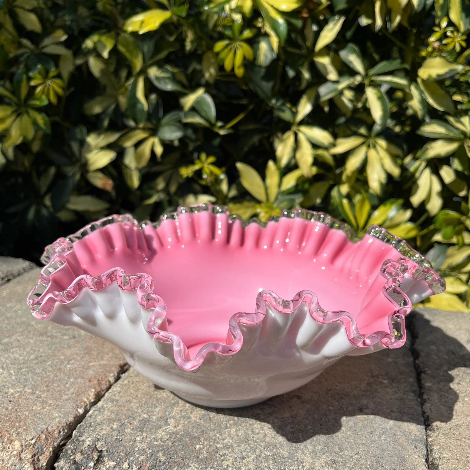 Mid 20th Century Peach Crest by Fenton Crimped Bowl - 2
