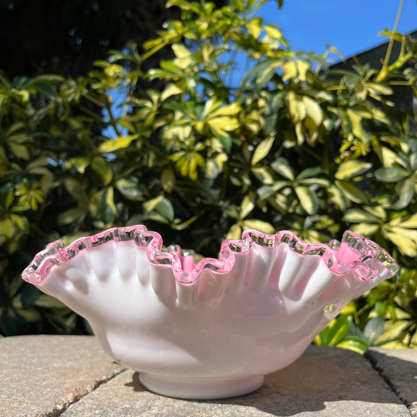 Mid 20th Century Peach Crest by Fenton Crimped Bowl - 3