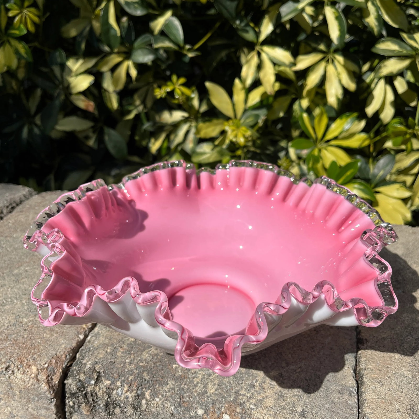 Mid 20th Century Peach Crest by Fenton Crimped Bowl - 4