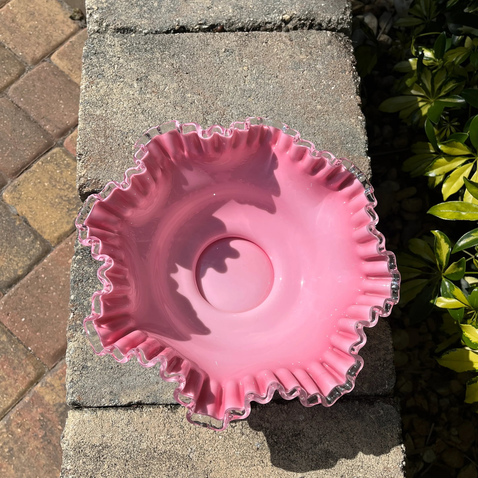 Mid 20th Century Peach Crest by Fenton Crimped Bowl - 5