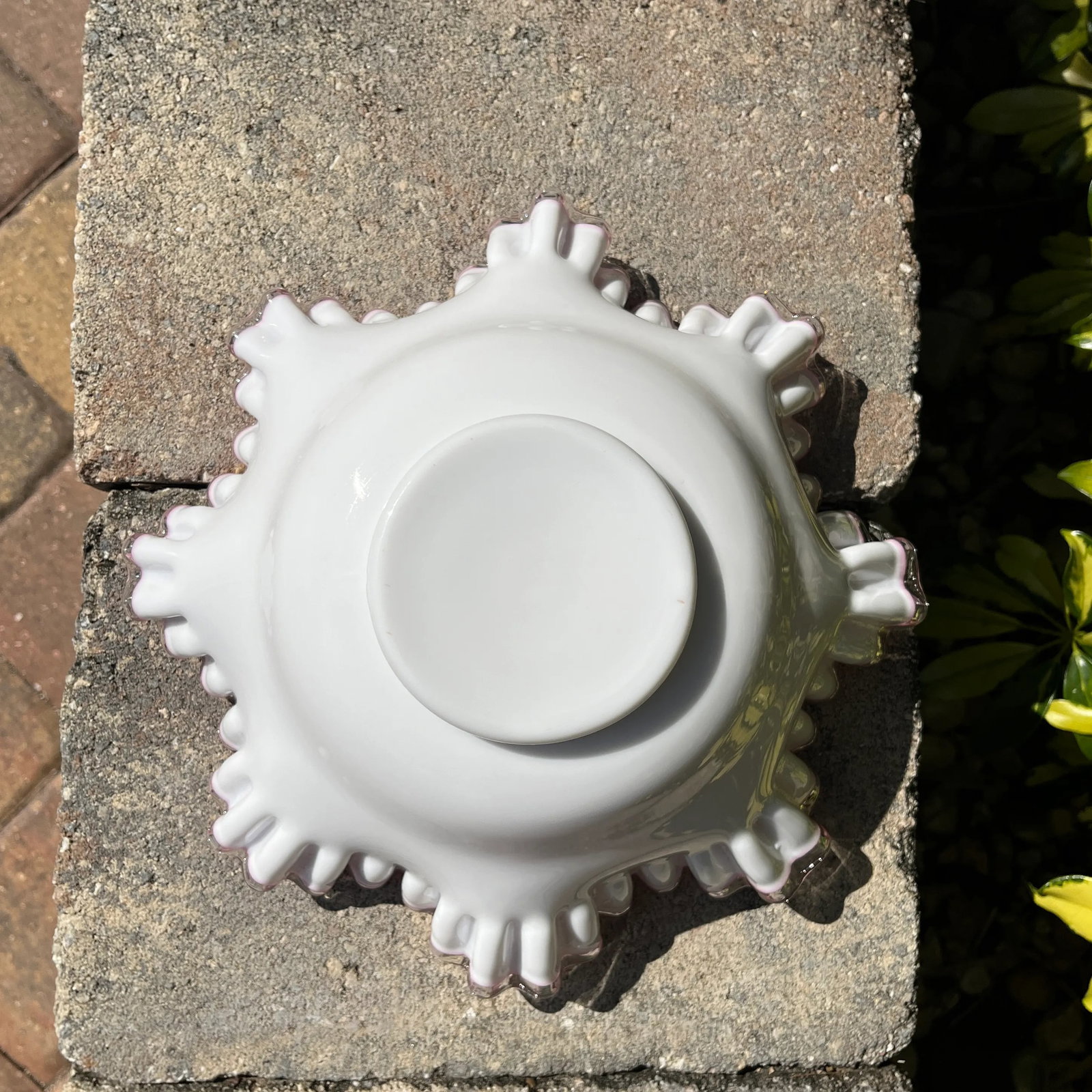 Mid 20th Century Peach Crest by Fenton Crimped Bowl - 6