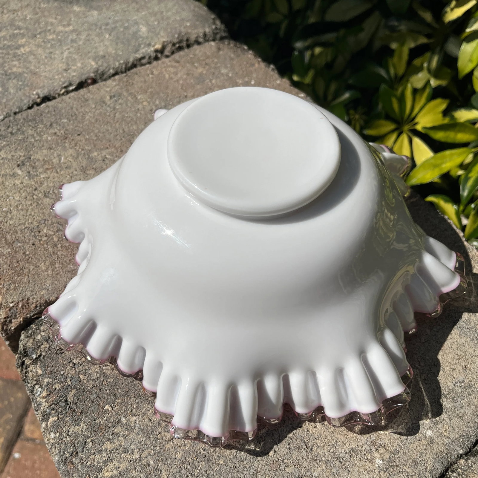 Mid 20th Century Peach Crest by Fenton Crimped Bowl - 7