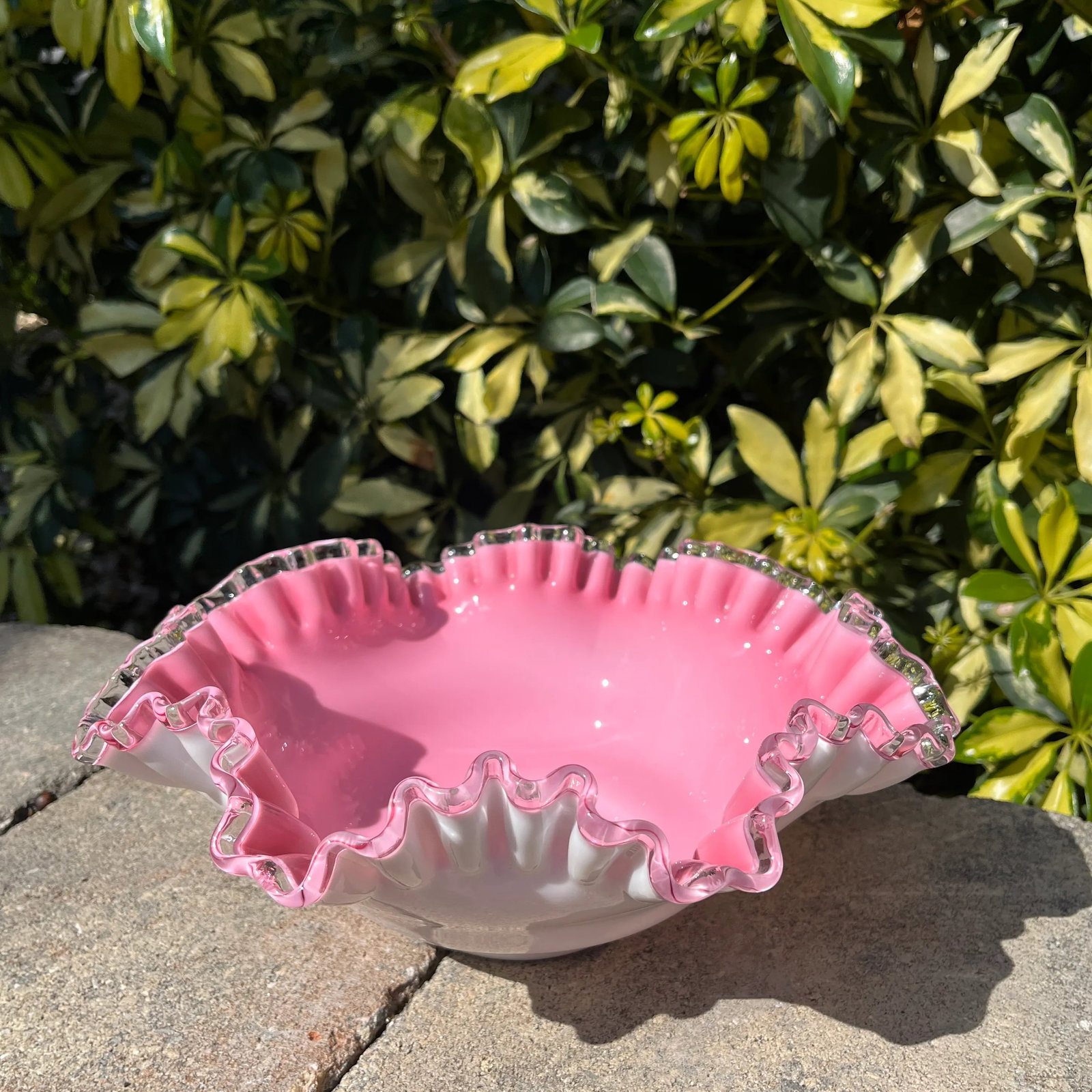 Mid 20th Century Peach Crest by Fenton Crimped Bowl - 8