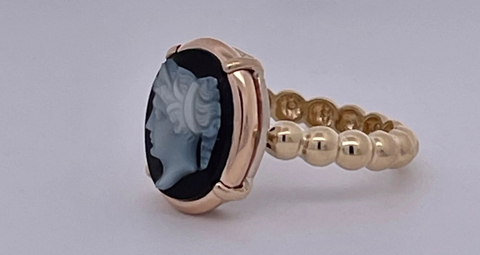 1960s Hardstone Cameo Portrait of a Lady Ring Size 6 - 2