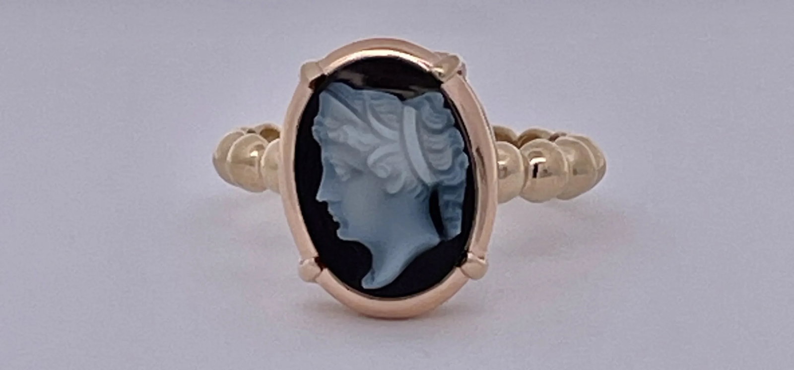 1960s Hardstone Cameo Portrait of a Lady Ring Size 6 - 4