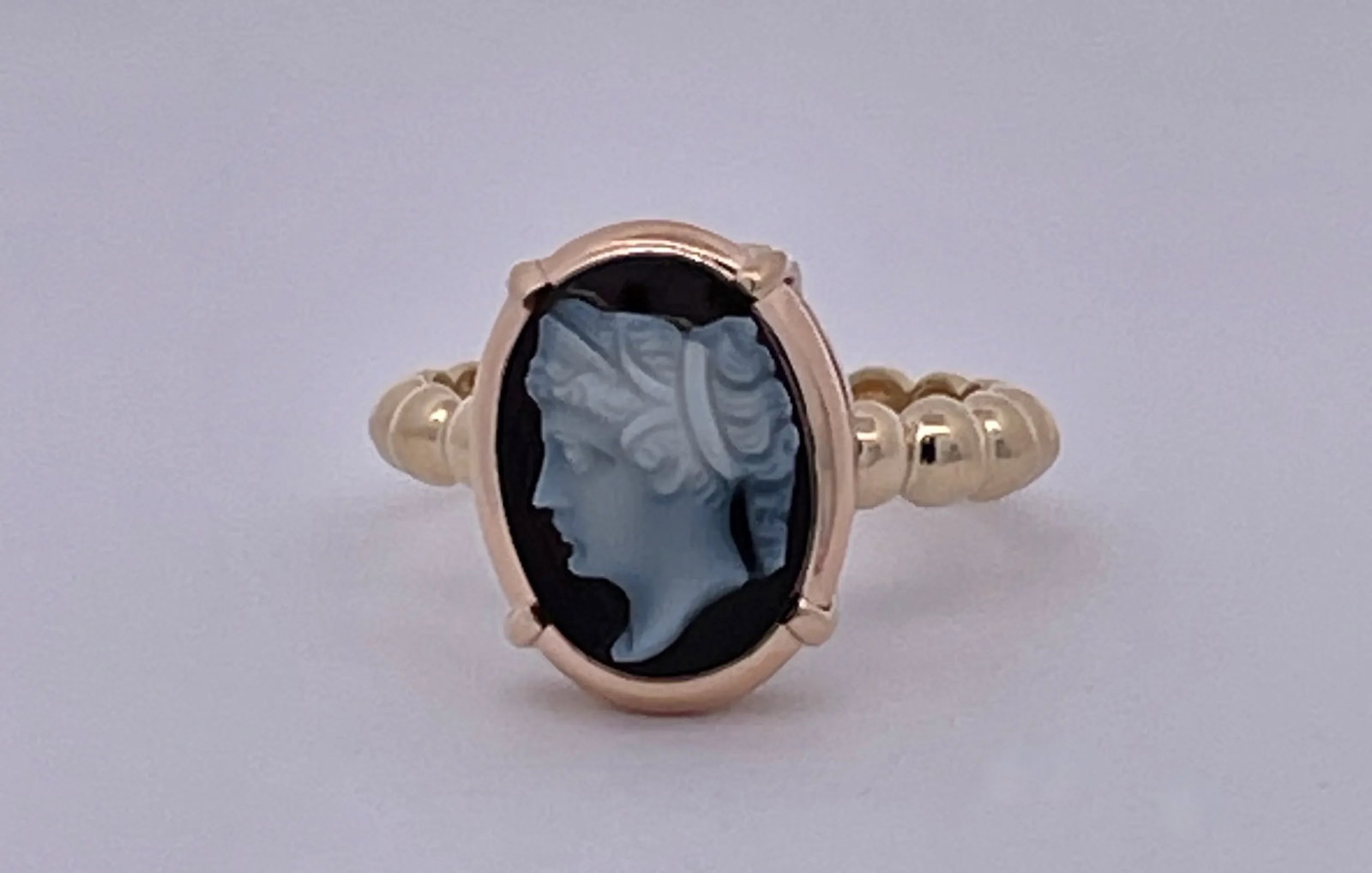 1960s Hardstone Cameo Portrait of a Lady Ring Size 6 - 7