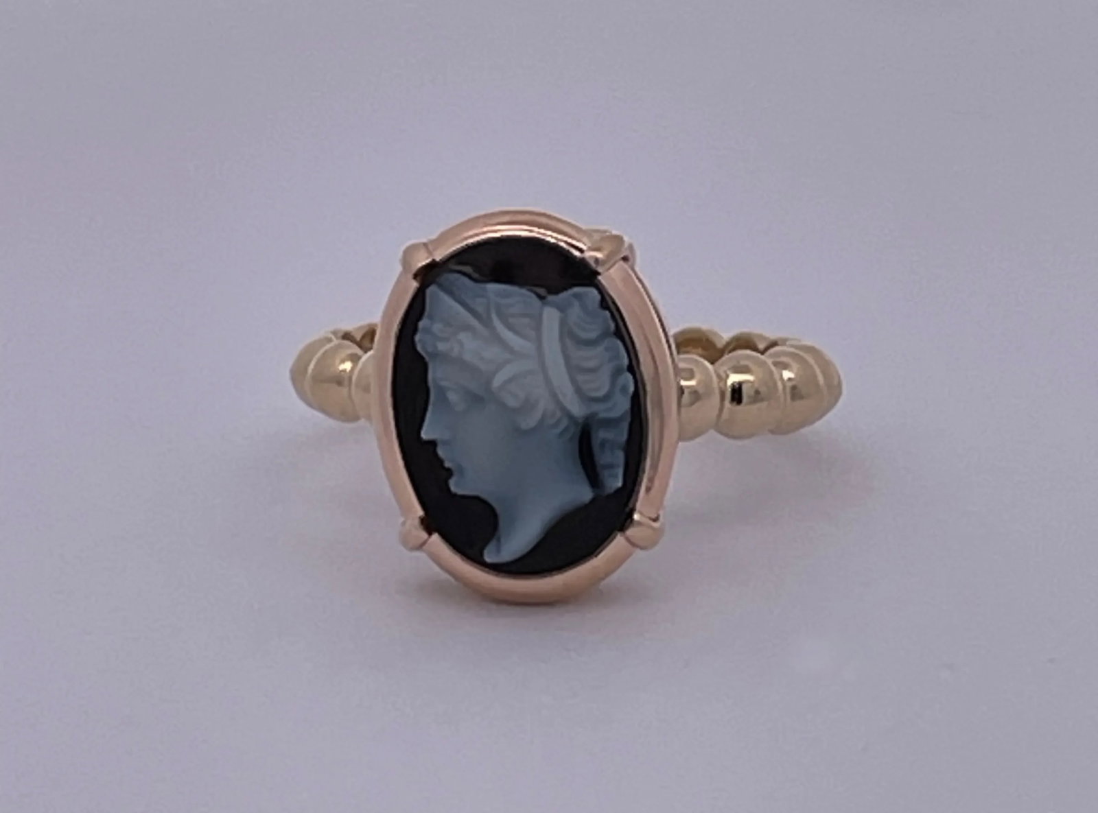 1960s Hardstone Cameo Portrait of a Lady Ring Size 6 - 8