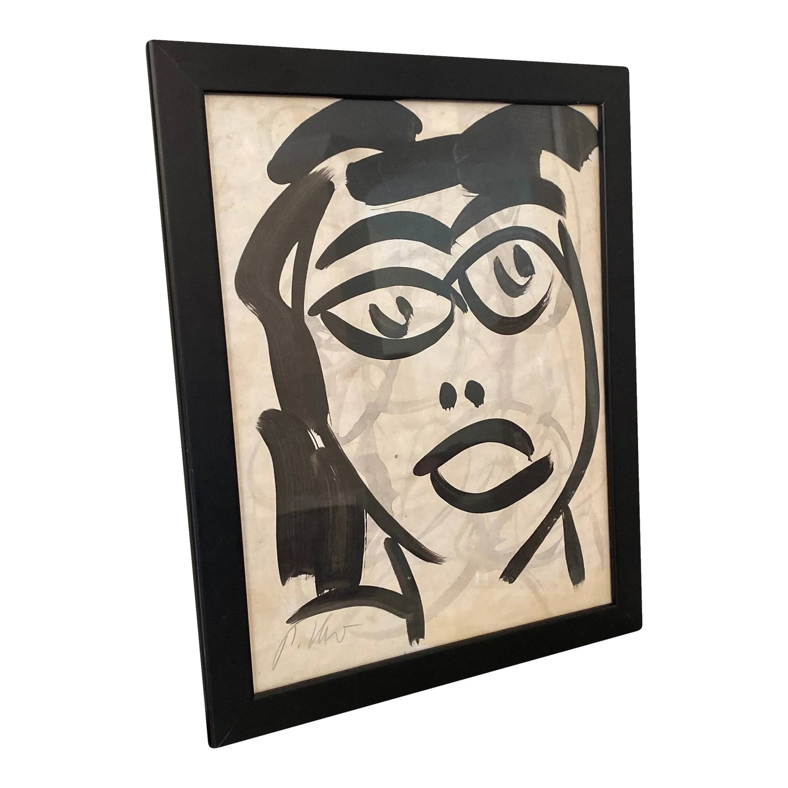 1970s Peter Keil Contemporary Original Black & White Abstract Portrait Painting, Framed: Fantastic original painting by Listed world renowned artist Peter Robert Keil (born 1942 Germany) Peter has self proclaimed to be the last of the living legend artists working in his career with