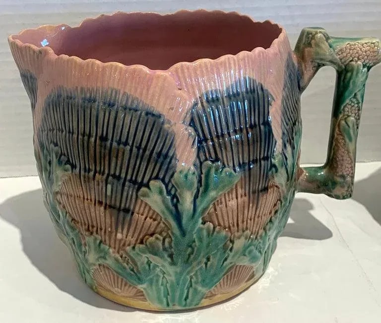 Late 19th Century Collection of Six Etruscan Majolica Shell and Seaweed Pitchers - 6