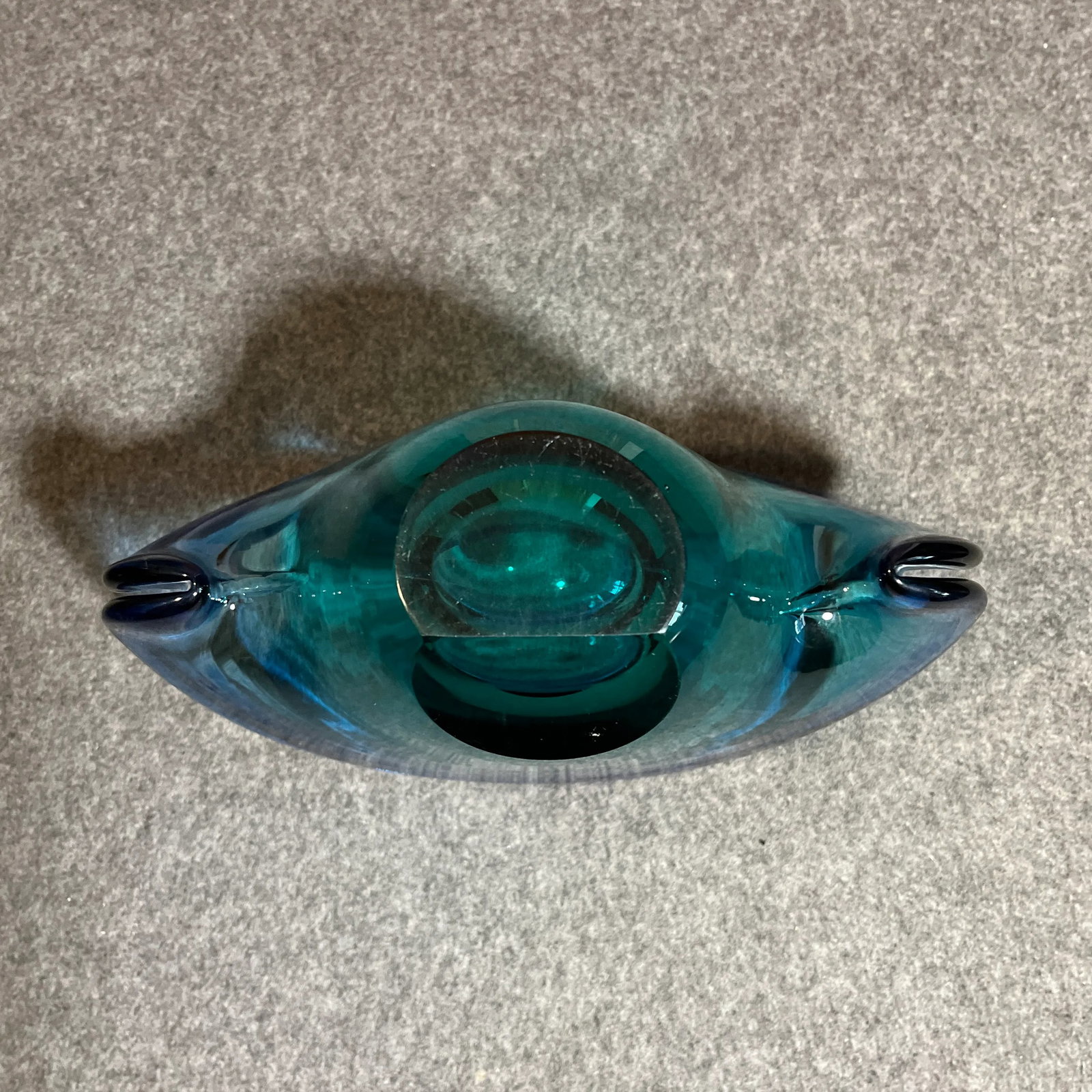 Mid 20th Century Murano Attributed Blue Glass Clam Shell Bowl - 8