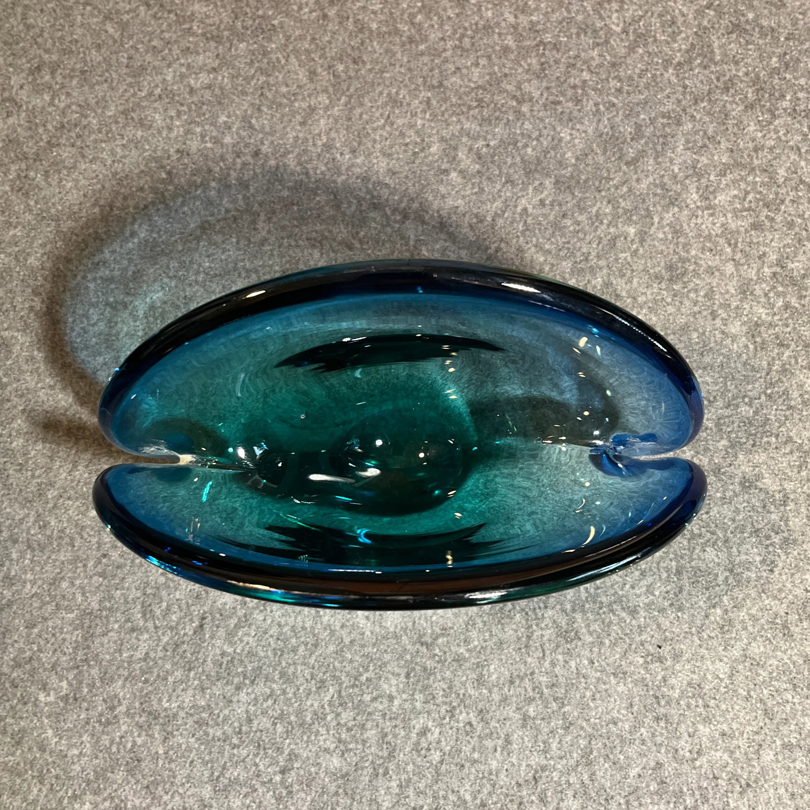 Mid 20th Century Murano Attributed Blue Glass Clam Shell Bowl - 9