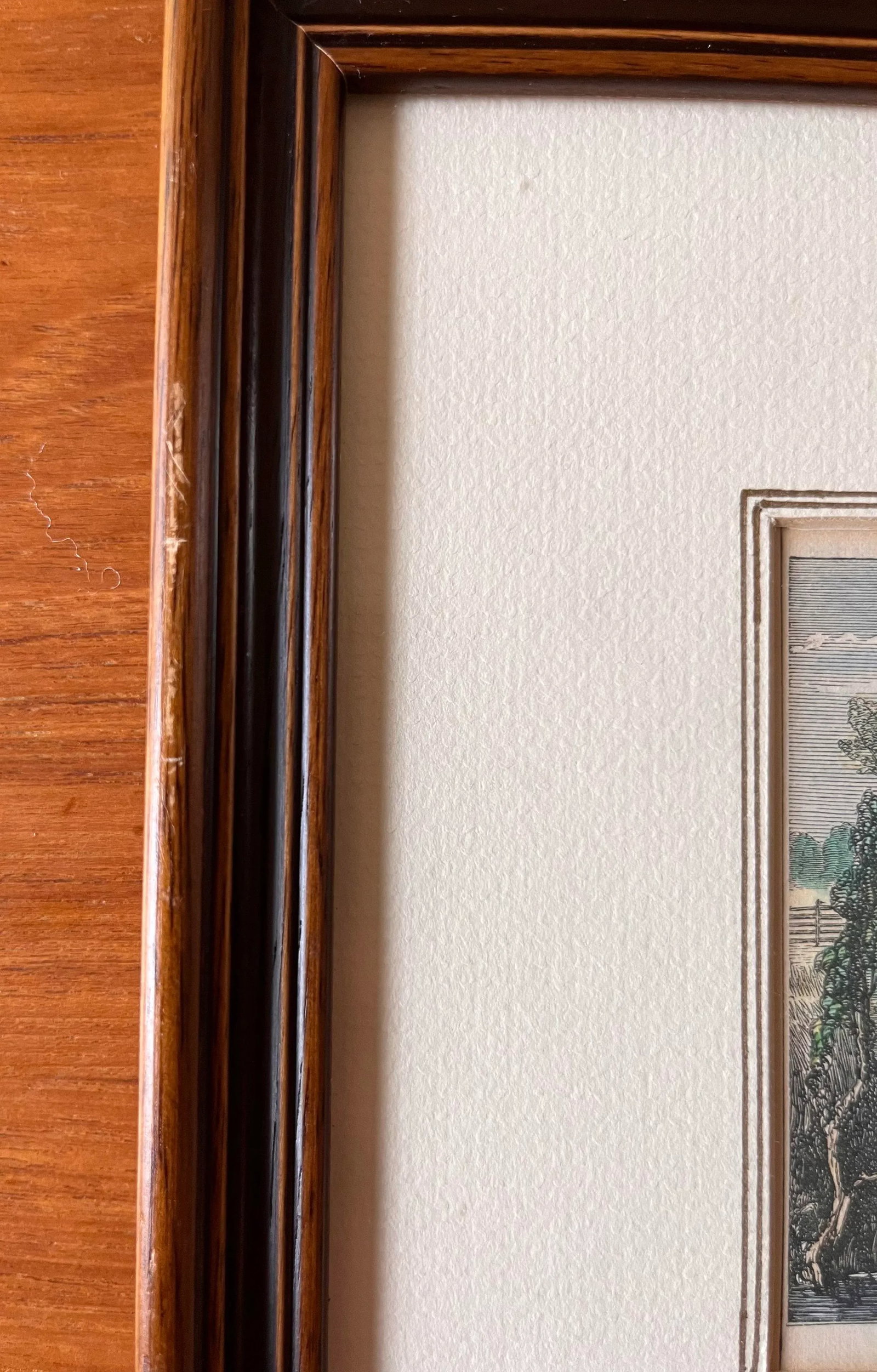 Set of 2 Antique 18th Century Framed Hand Colored Engravings - 11