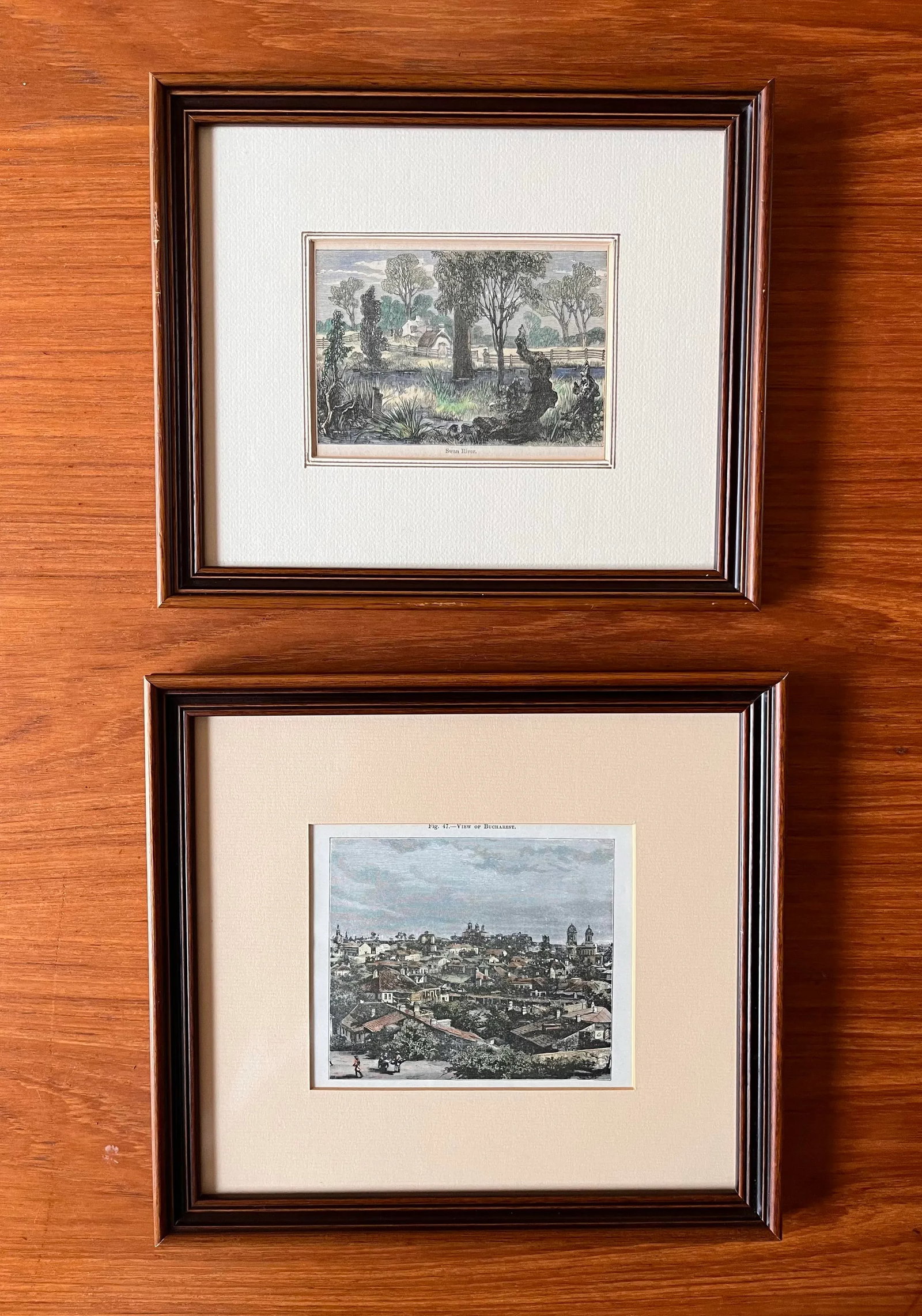 Set of 2 Antique 18th Century Framed Hand Colored Engravings - 2