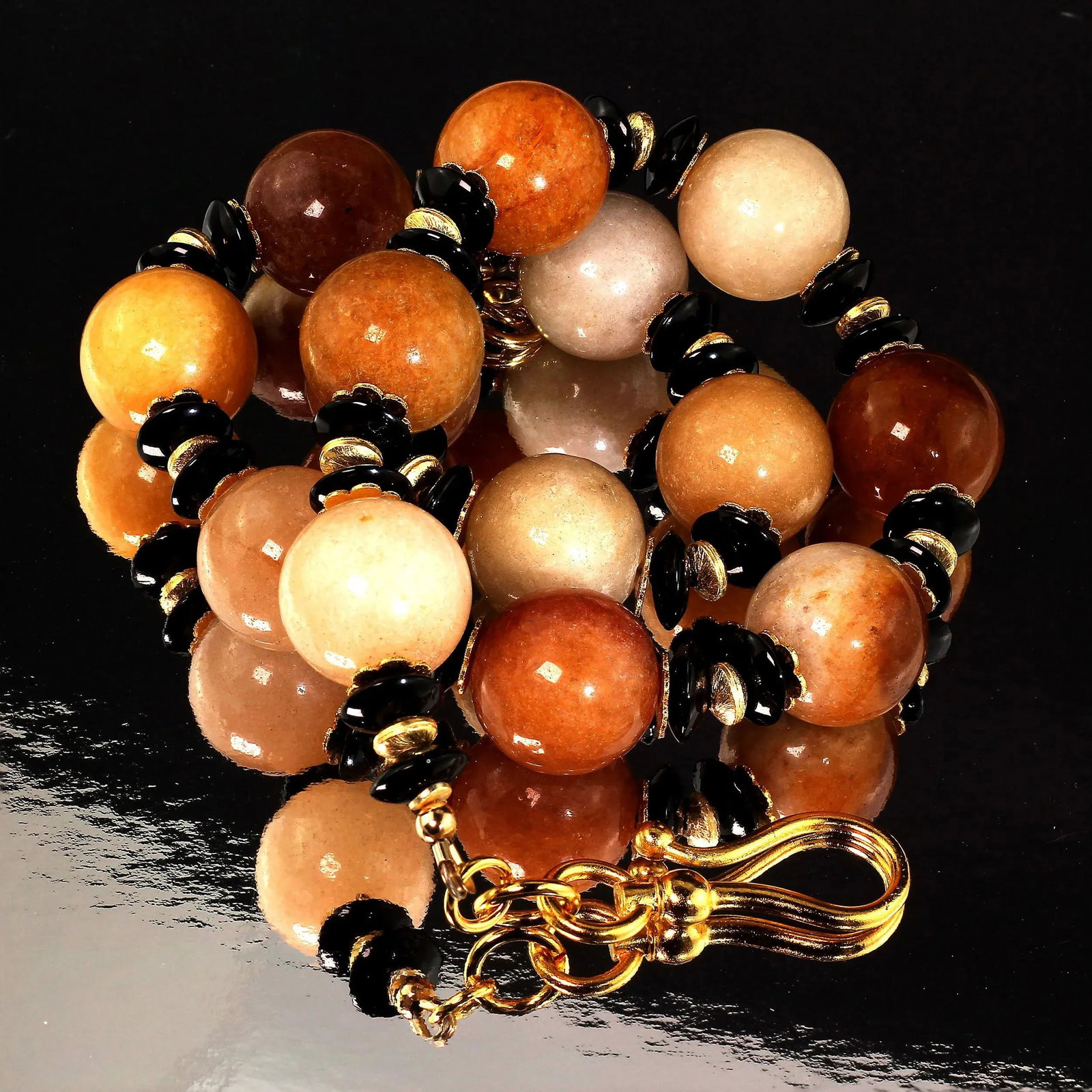 Statement Necklace in Shades of Golden Jade Black Tourmaline - 8