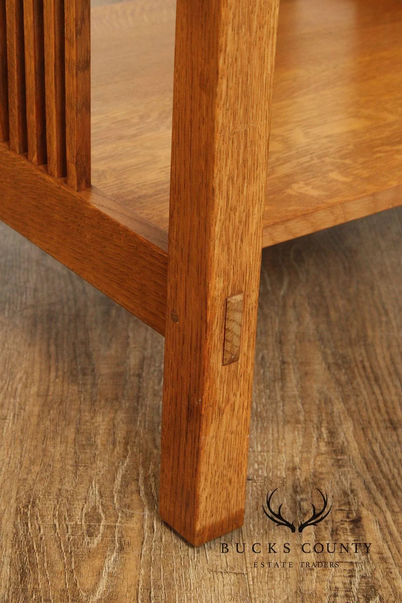 Stickley Mission Collection Oak and Glass Lamp Table - 3
