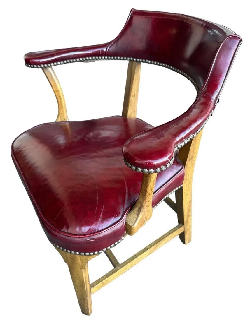 Vintage Leather Club Chair or Desk Chair by Century Furniture of Hickory - 2