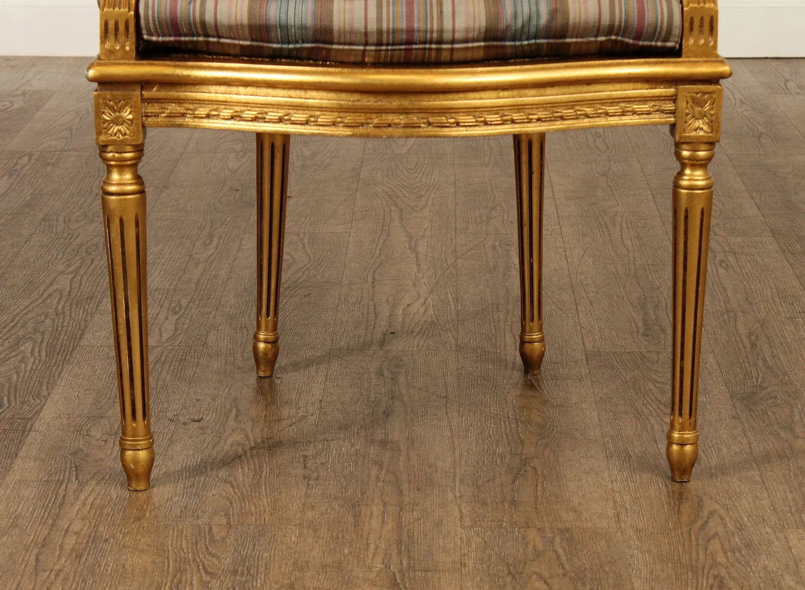 Decorative Crafts, Inc. Pair of French Louis XVI Style Caned Giltwood Fauteuil Armchairs - 10