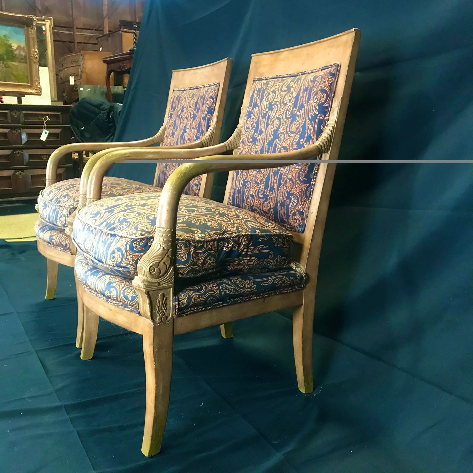 1940s Vintage French Empire Style Armchairs- A Pair - 8