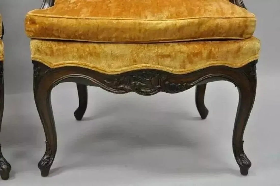 Vintage Hollywood Regency French Provincial Louis XV Style Arm Chairs - a Pair - 4