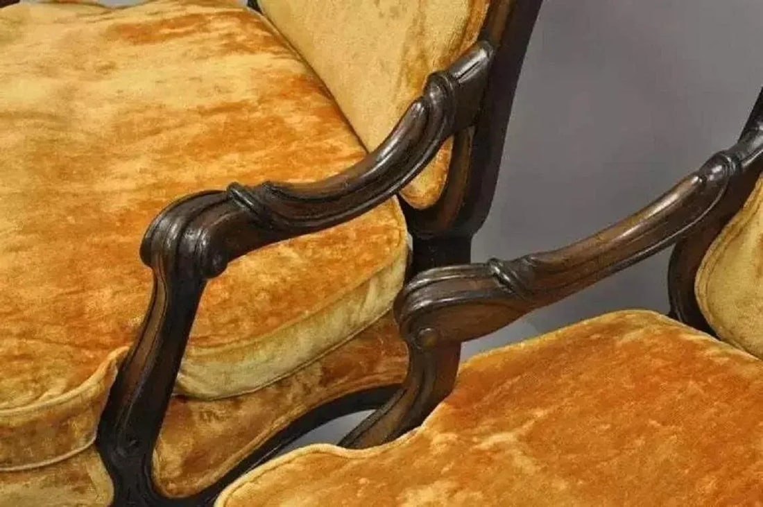 Vintage Hollywood Regency French Provincial Louis XV Style Arm Chairs - a Pair - 8