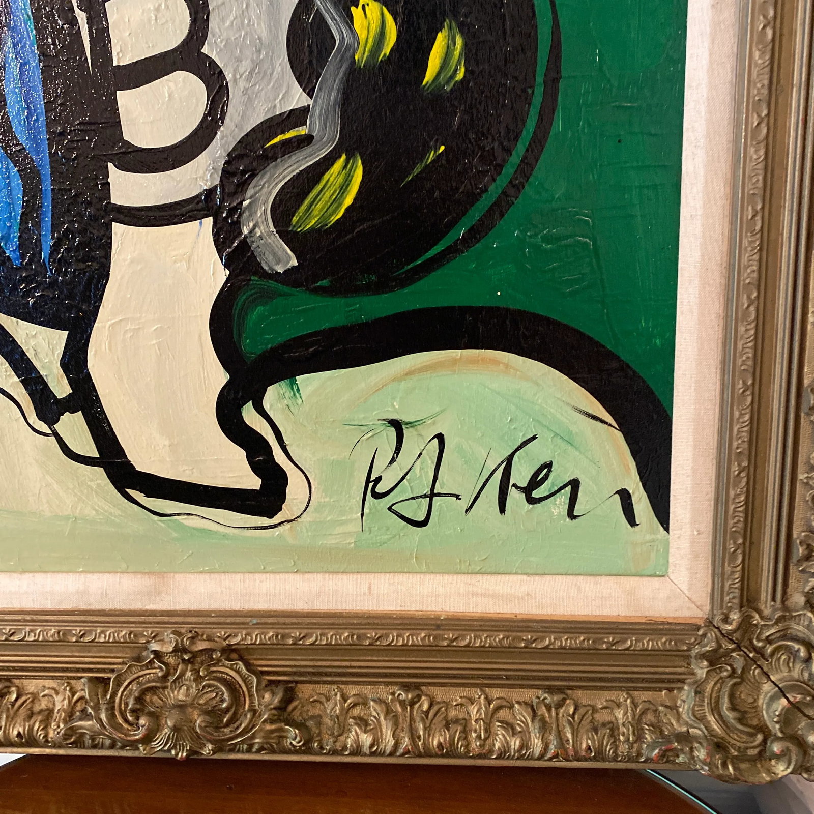 1960s Cubic Abstract Face Portrait Painting by Peter Keil, Framed - 3