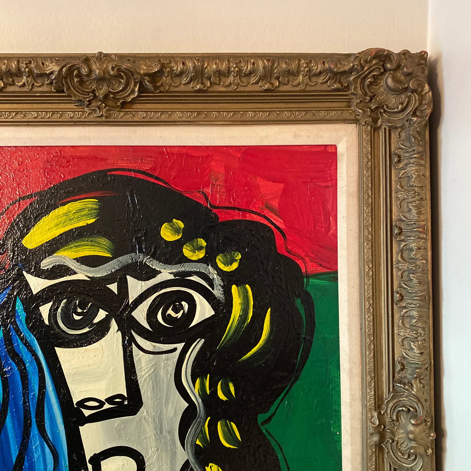 1960s Cubic Abstract Face Portrait Painting by Peter Keil, Framed - 4