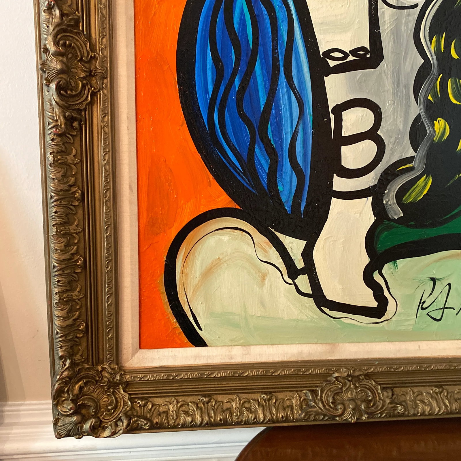 1960s Cubic Abstract Face Portrait Painting by Peter Keil, Framed - 6