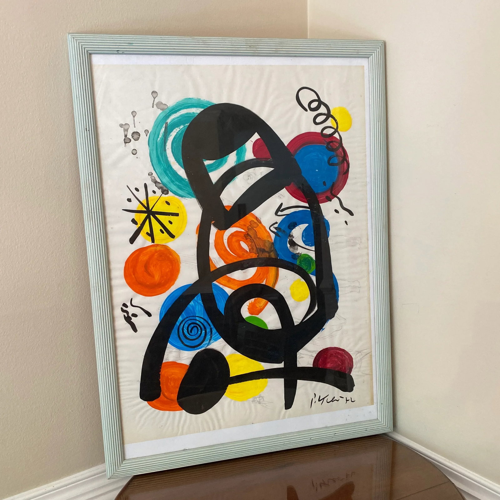 1970s Peter Keil Miro Abstract Painting, Framed - 4