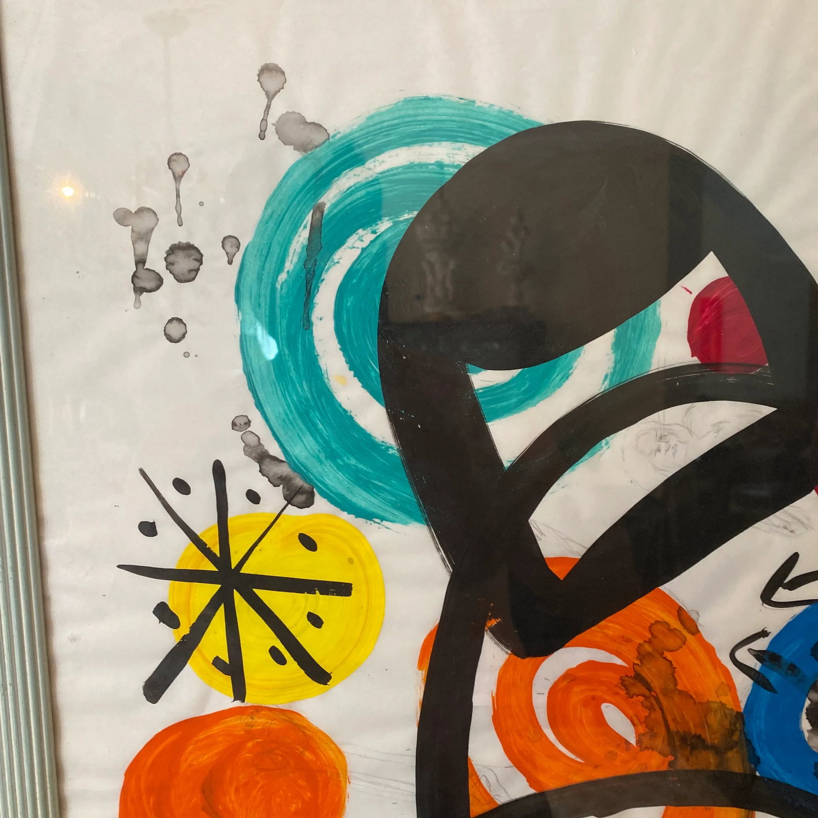 1970s Peter Keil Miro Abstract Painting, Framed - 6