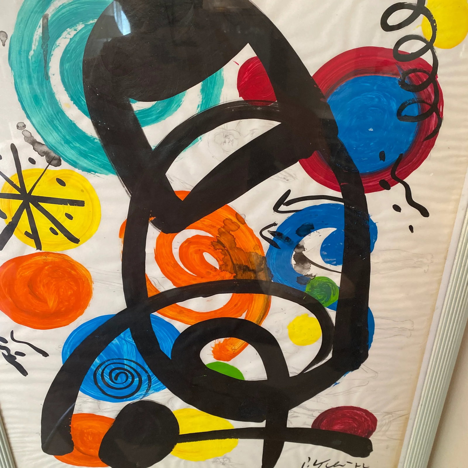 1970s Peter Keil Miro Abstract Painting, Framed - 7