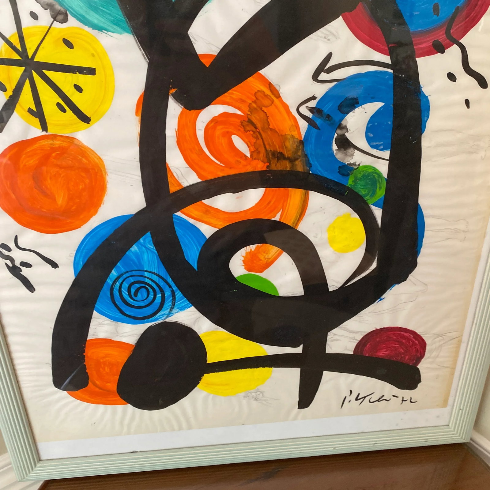 1970s Peter Keil Miro Abstract Painting, Framed - 8
