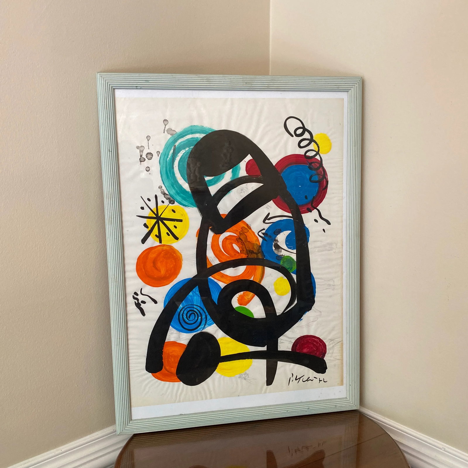 1970s Peter Keil Miro Abstract Painting, Framed - 9
