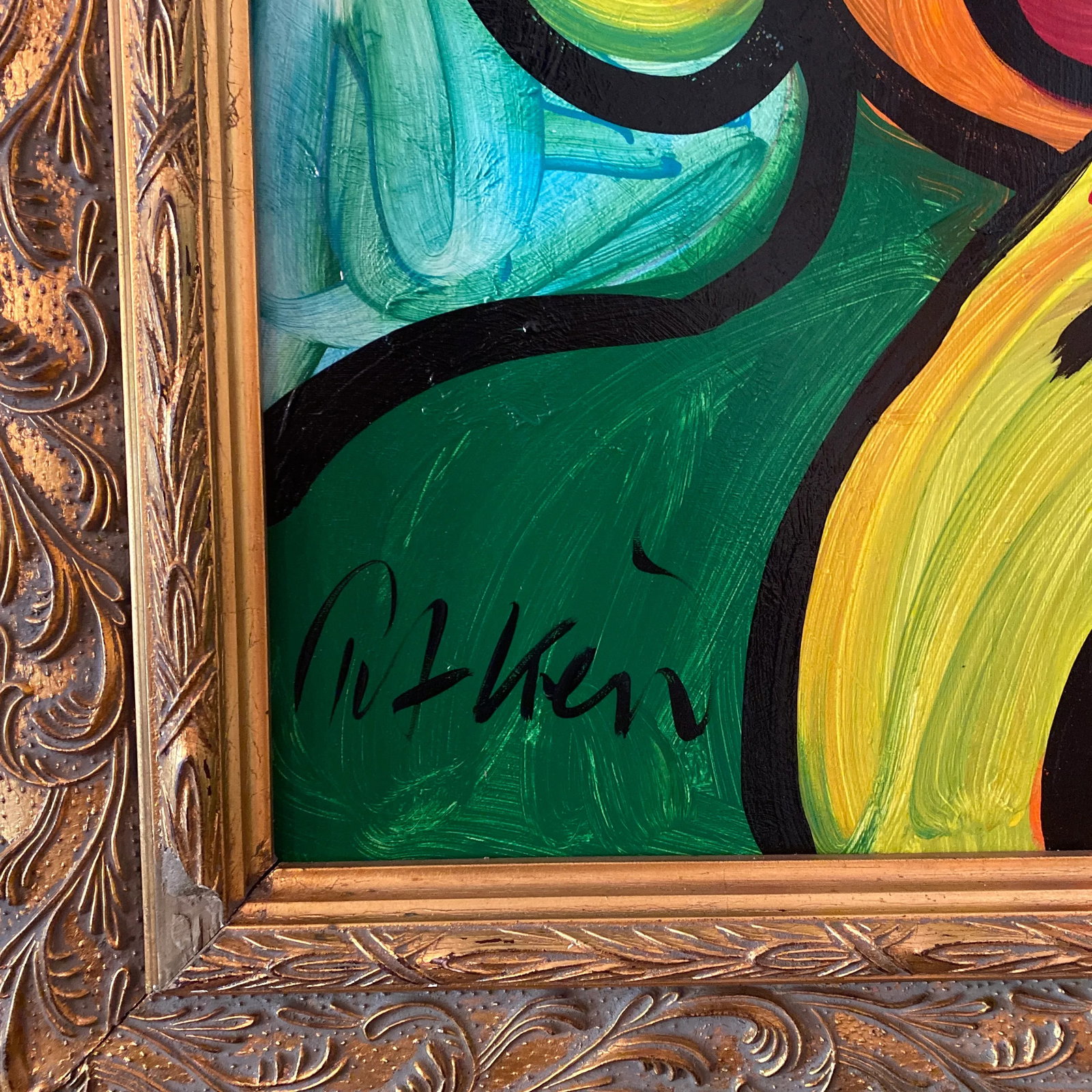 Late 20th Century Figurative Abstract Expressionist Acrylic Painting by Peter Keil, Framed - 2