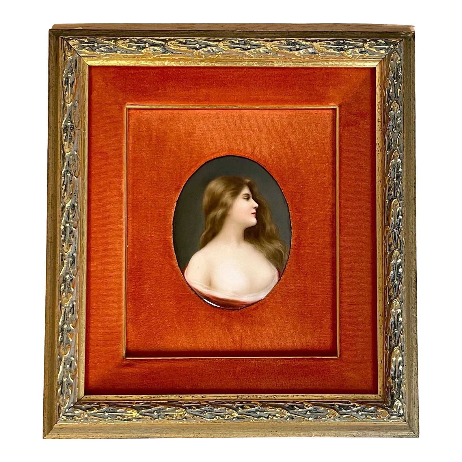 Hutschenreuther German Painting on Porcelain of a Beauty, Signed Wagner: Hutschenreuther German Painting on Porcelain of a Beauty, Signed Wagner Germany, circa 1900 A beautiful Hutschenreuther German painting on porcelain of a beauty, signed by the artist Wagner, circa