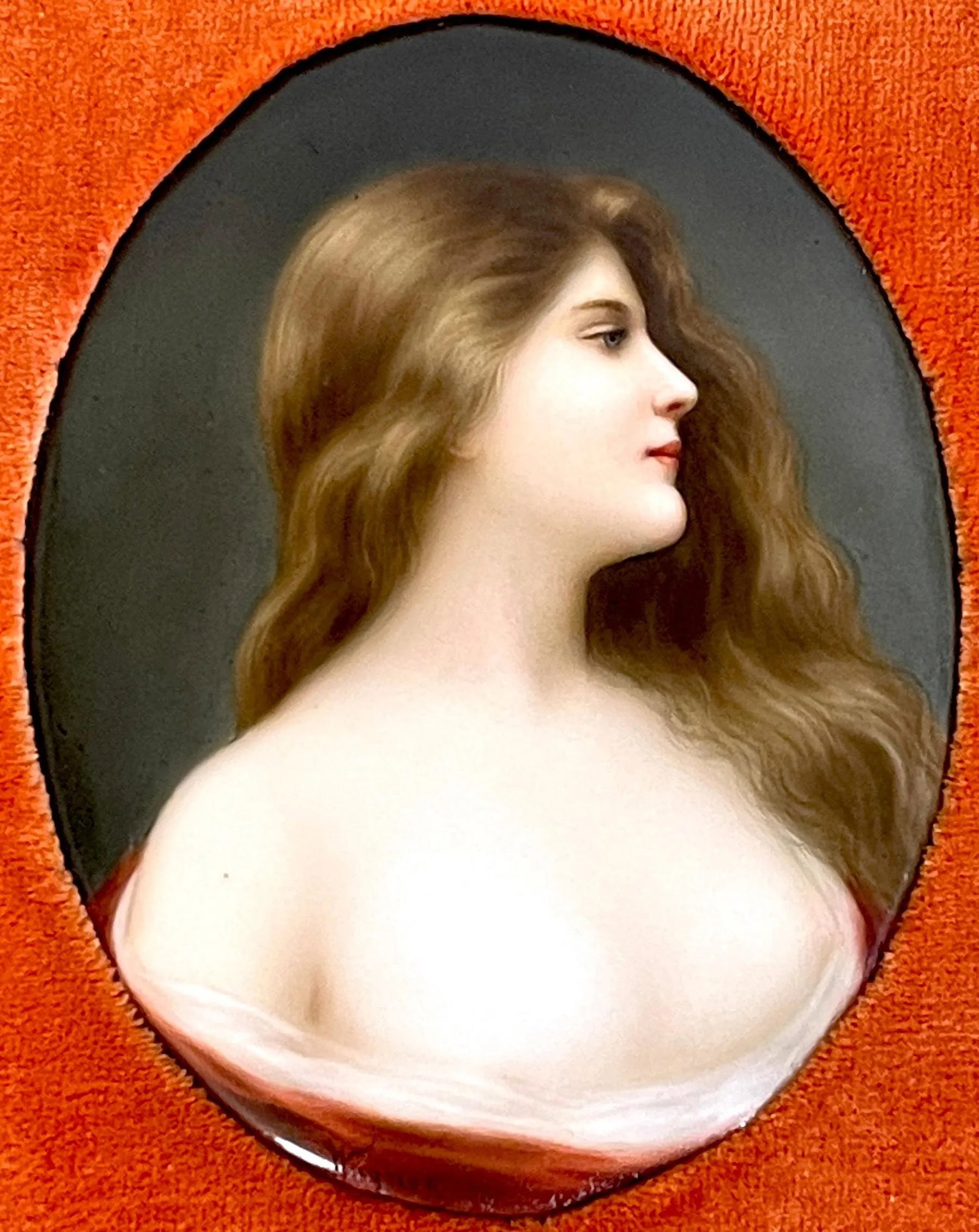 Hutschenreuther German Painting on Porcelain of a Beauty, Signed Wagner - 3