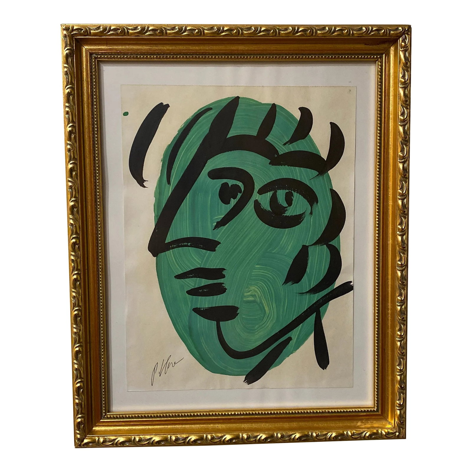 1970s Abstract Painting by Peter Keil, Framed: Peter Keil is a German artist that focuses primarily on abstract expressionism. Keil painted with some of the greats including Joan Miro, Pablo Picasso and Andy Warhol, to name a few. The green in