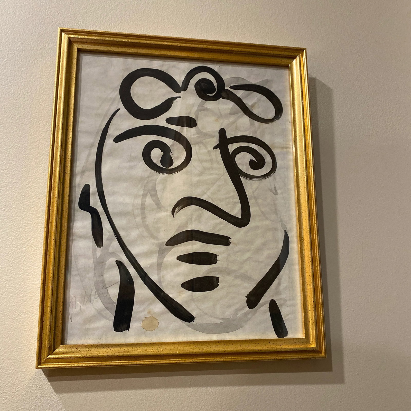 1970s Peter Keil Original Black & White Abstract Portrait Painting, Framed - 7