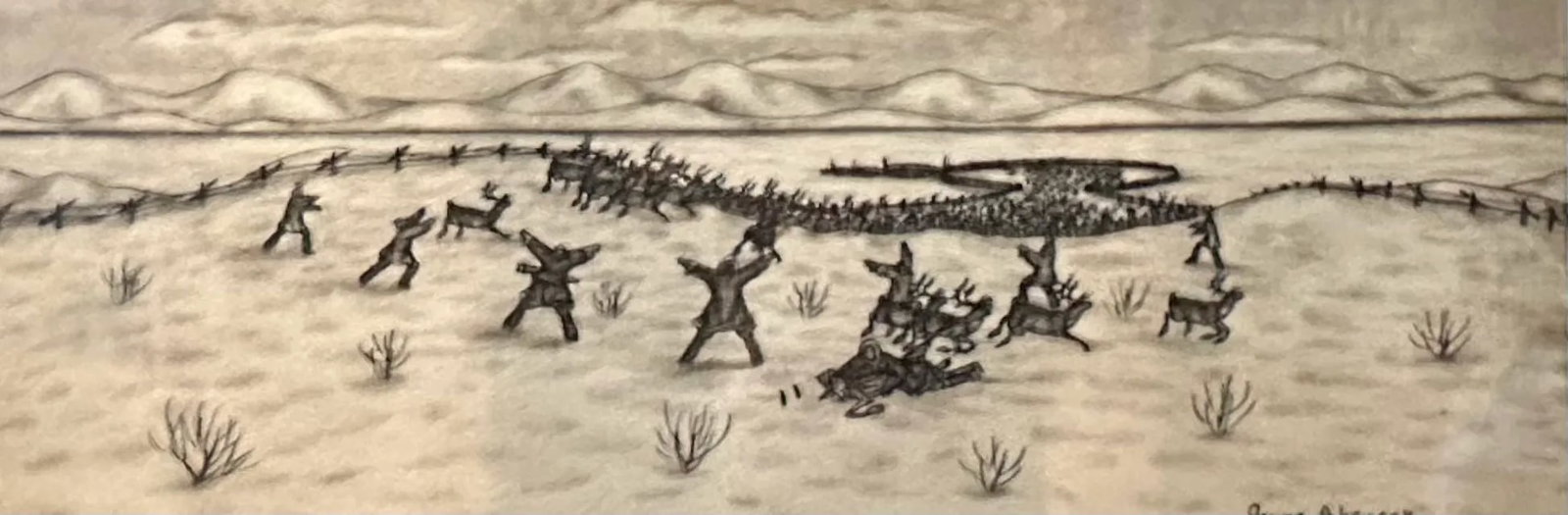 Ink Drawing by Alaskan Artist George Ahgupuk - 3