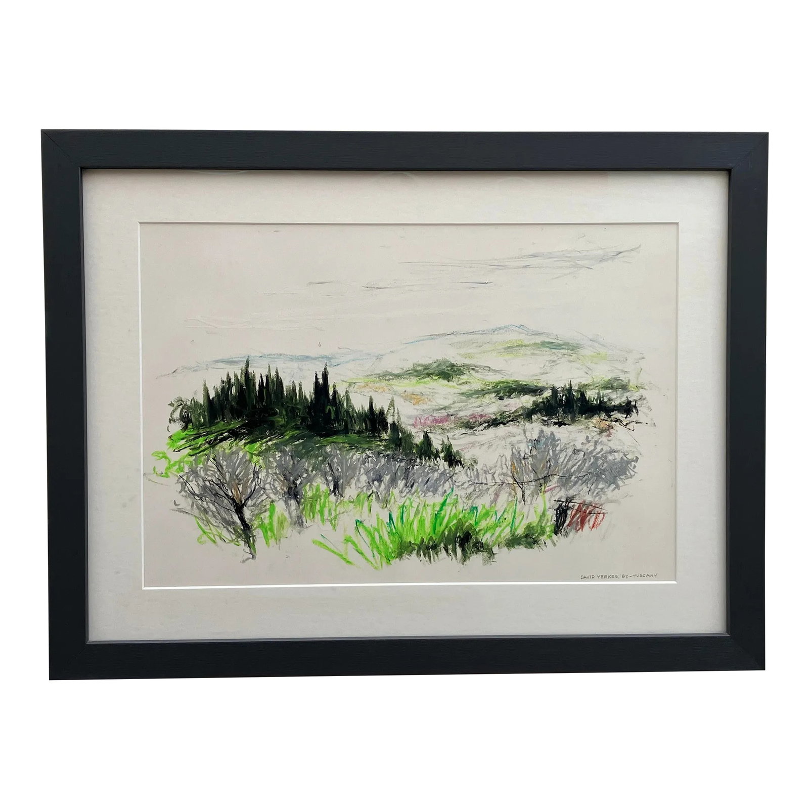 Original Artwork on Paper in Fine Gallery-Style Presentation, Tuscany, 1982, American Listed Artist,: TUSCANY, 1982. Truly lovely and subtle original artwork on paper from a listed American artist (deceased) based in Washington, D.C. - David Yerkes. Subject is clearly a perfect swatch of Northern