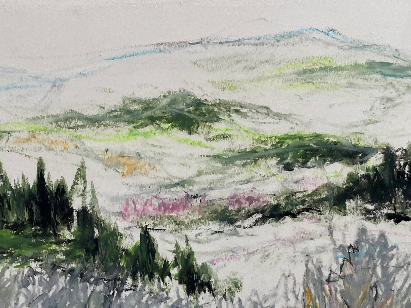 Original Artwork on Paper in Fine Gallery-Style Presentation, Tuscany, 1982, American Listed Artist, - 3