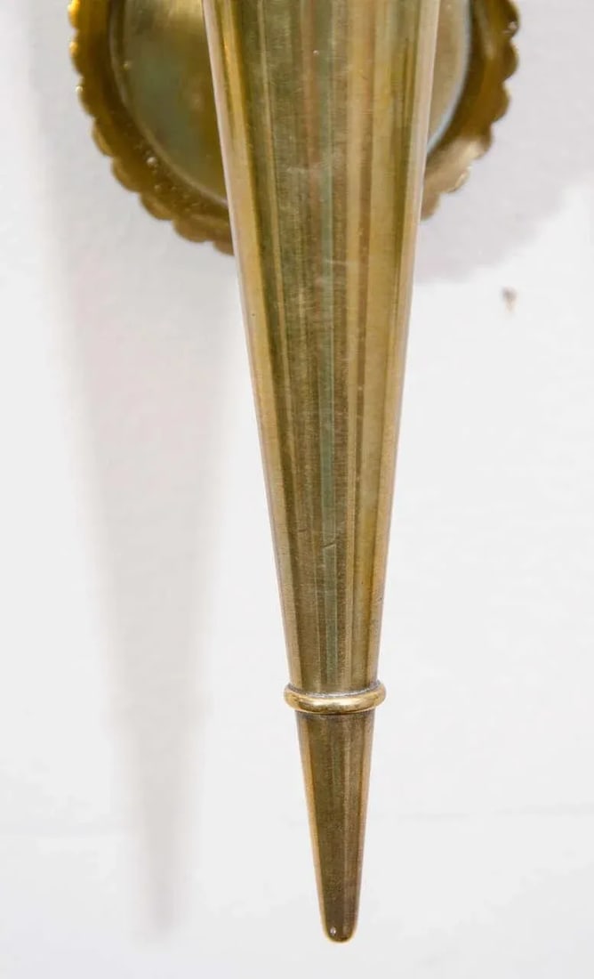 Pair of Midcentury Bronze Sconces Attributed to Genet and Michon, France 1950s - 7