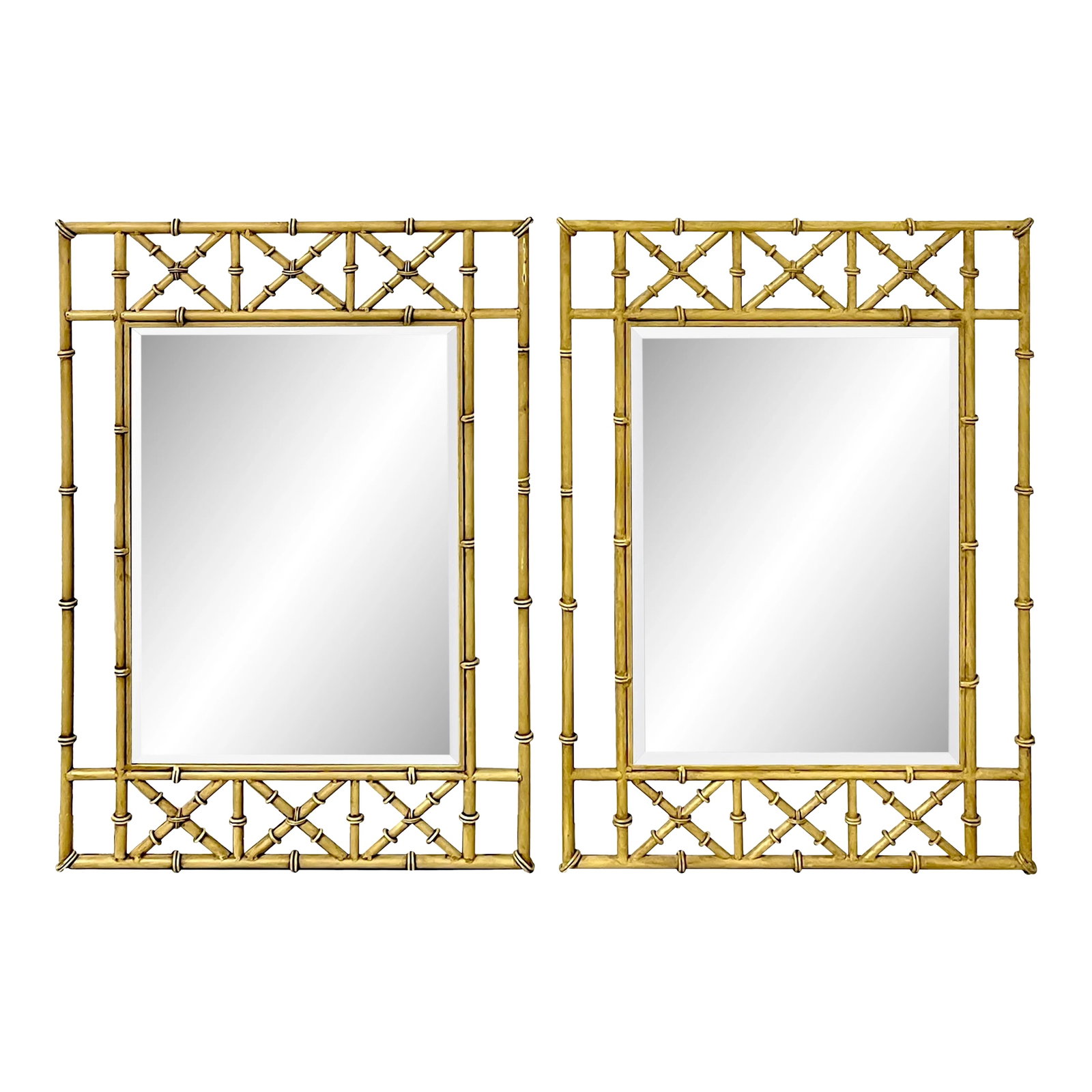 Italian Tole Faux Bamboo Mirrors - a Pair (1 of 12)