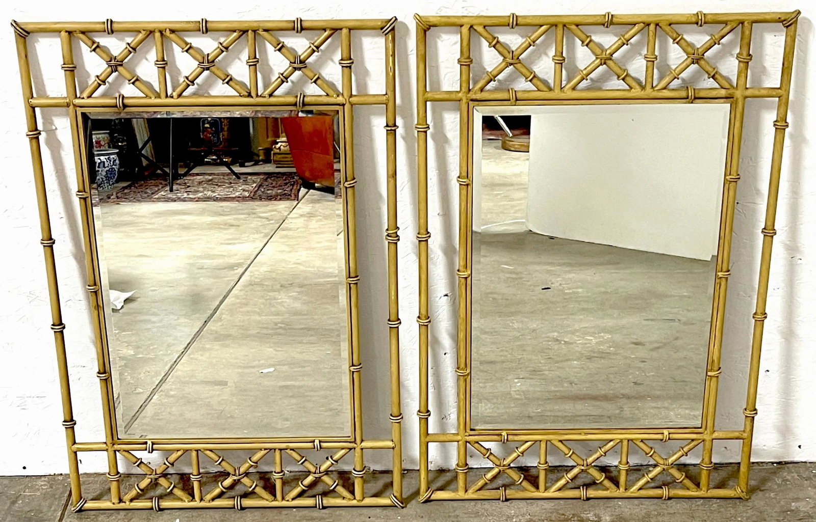 Italian Tole Faux Bamboo Mirrors - a Pair - 5