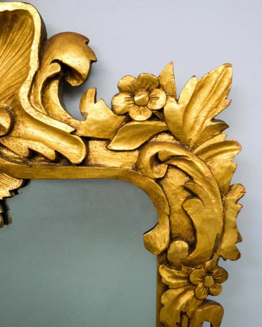 1950s Baroque Carved Gilt Wood Mirror French Gold - 4