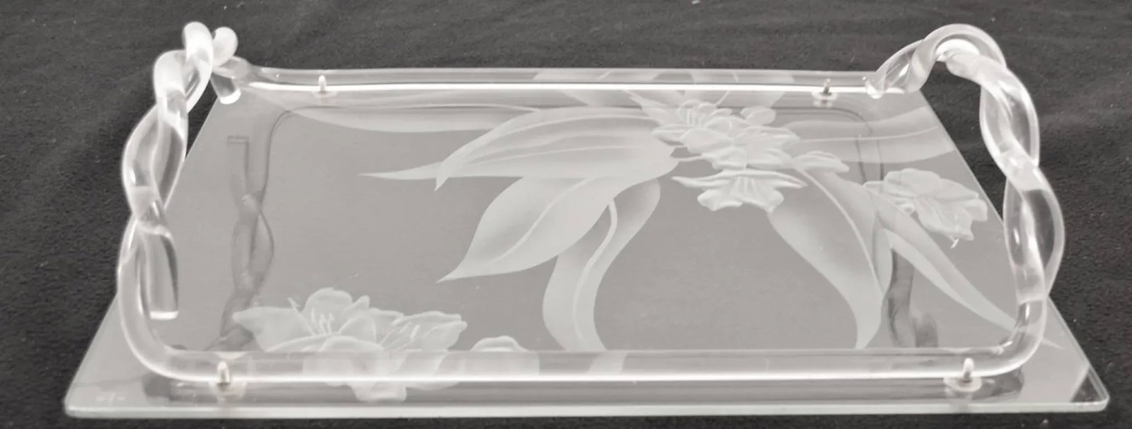 1940s Dorothy Thorpe Etched Glass and Lucite Tray - 5