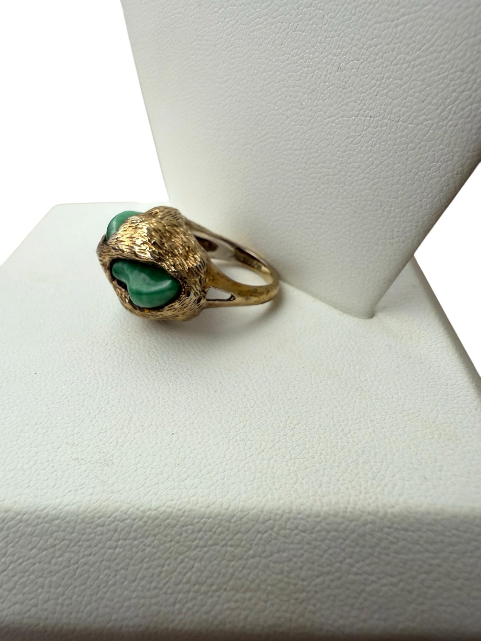 Brutalist Sterling Panetta Faux Jade Ring, Size 5.25 - 9