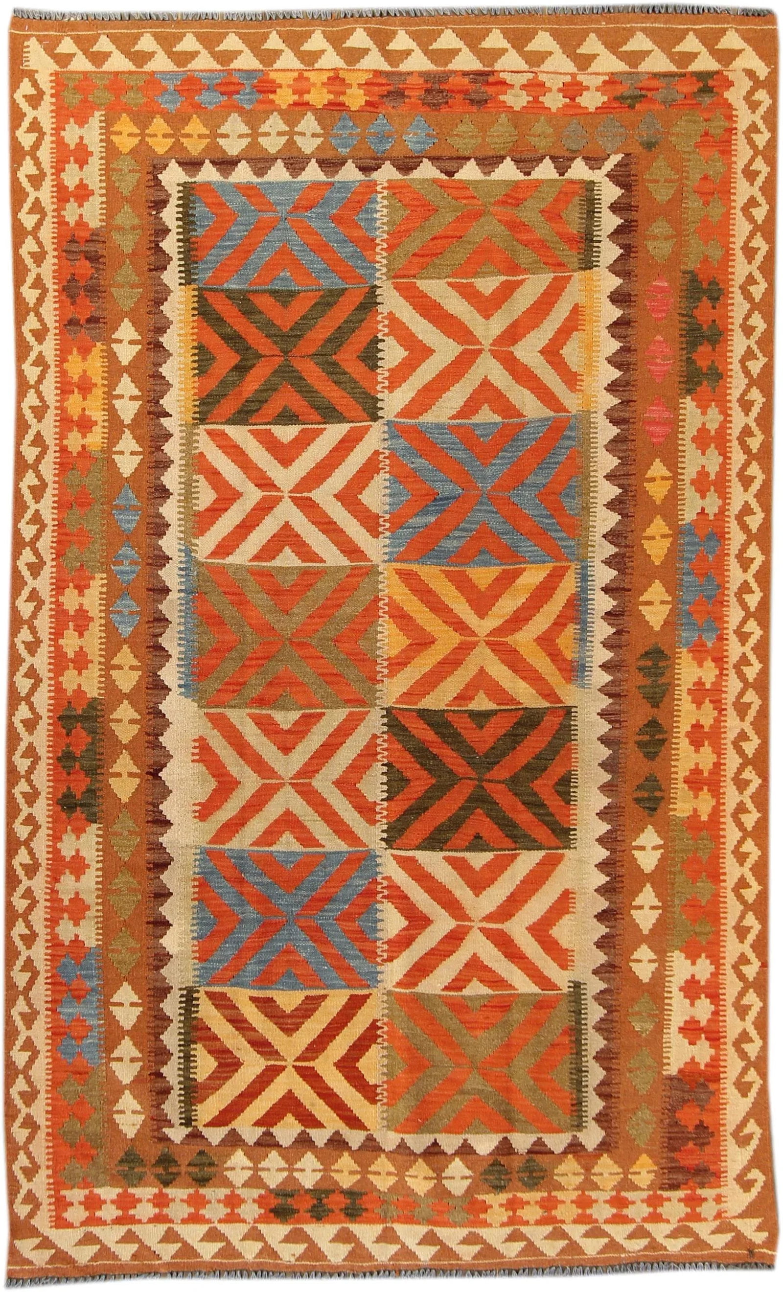 Modern Geometric Kilim Rug, 5'1" X 8'3" - 8