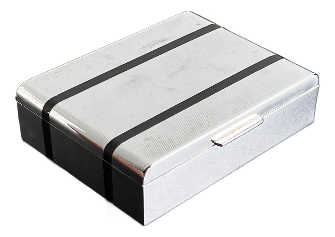 Vintage 1930's American Art Deco Silver Plated Double Deck Playing Card Case / Box (1 of 6)
